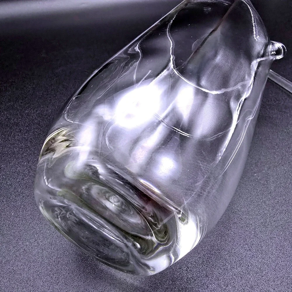 Hand Blown Clear Glass Heart Rim Cocktail Mixing Pitcher with Glass Stir Rod‎
